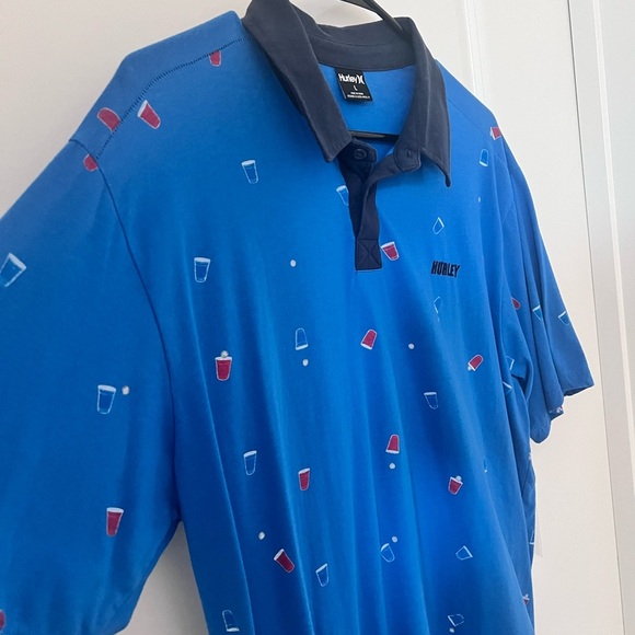 Hurley Blue Polo Shirt with Red and White Accents - Picture 3 of 8